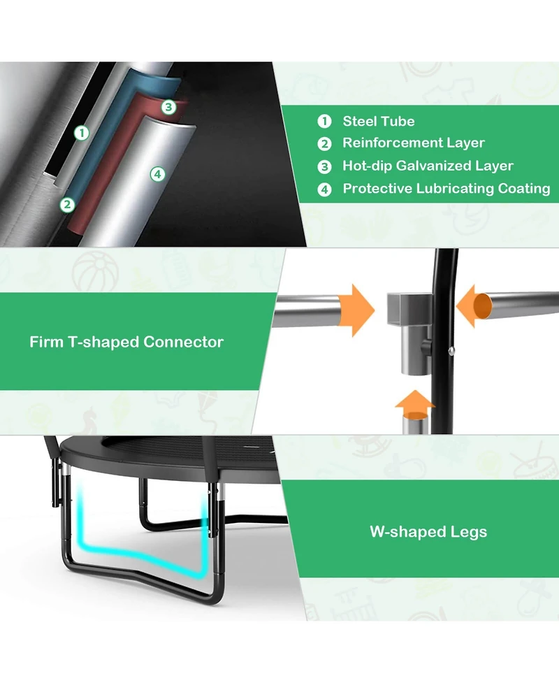 12FT Astm Approved Recreational Trampoline with Ladder