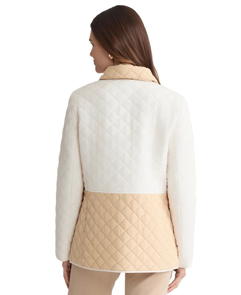 Jones New York Women's Colorblock Button-Front Quilted Jacket