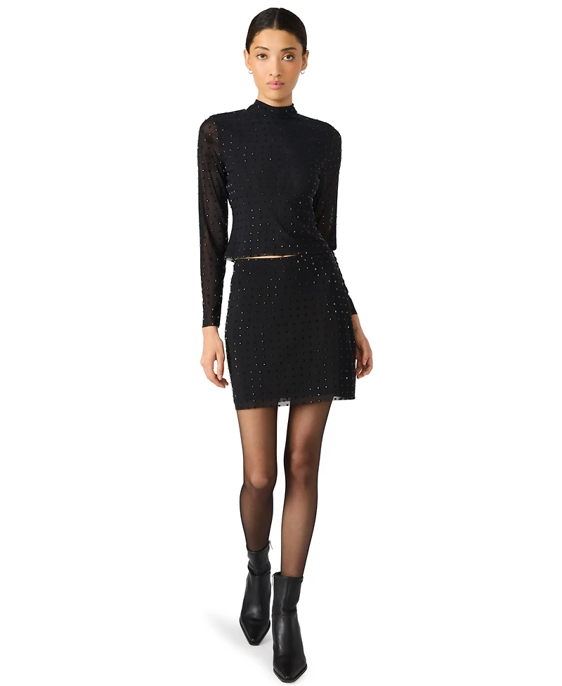 Steve Madden Women's Keily Gemstone Embellished Mini Skirt