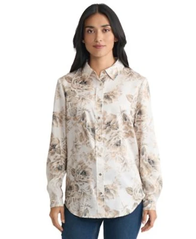 Jones New York Womens Long Sleeve Button Front T Shirt