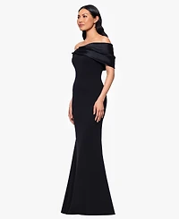 Betsy & Adam Women's Long Off-the-Shoulder Dress