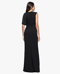 Betsy & Adam Women's Long Scuba Crepe Studded Dress