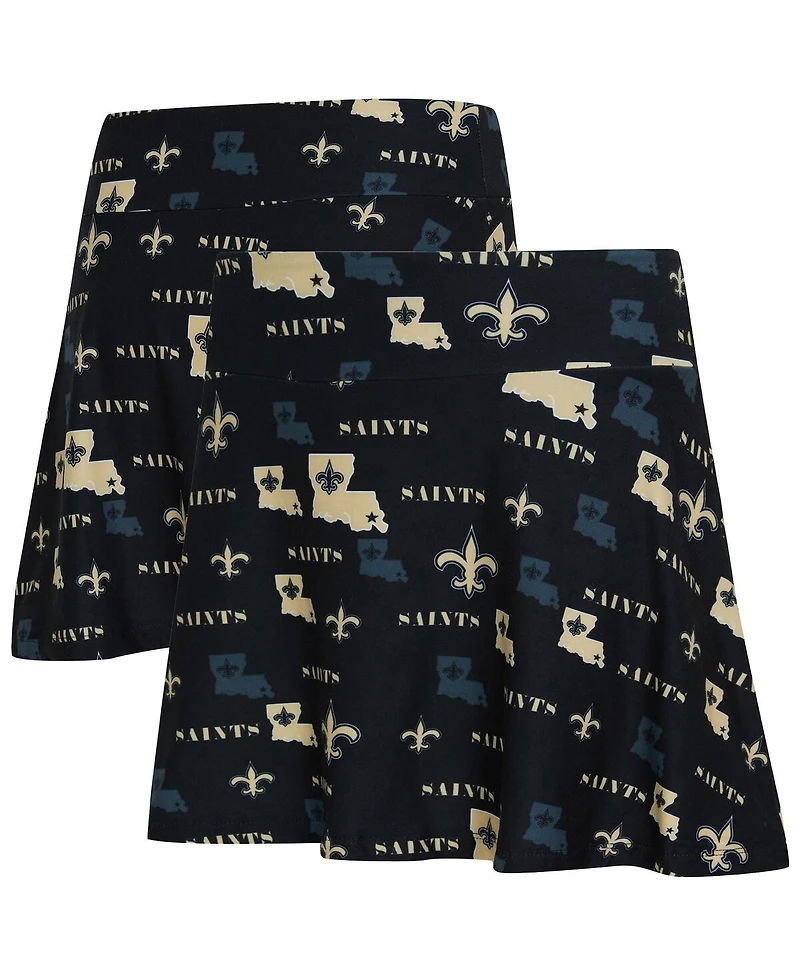 Concepts Sport Women's Black New Orleans Saints Mosaic Allover Print Skort
