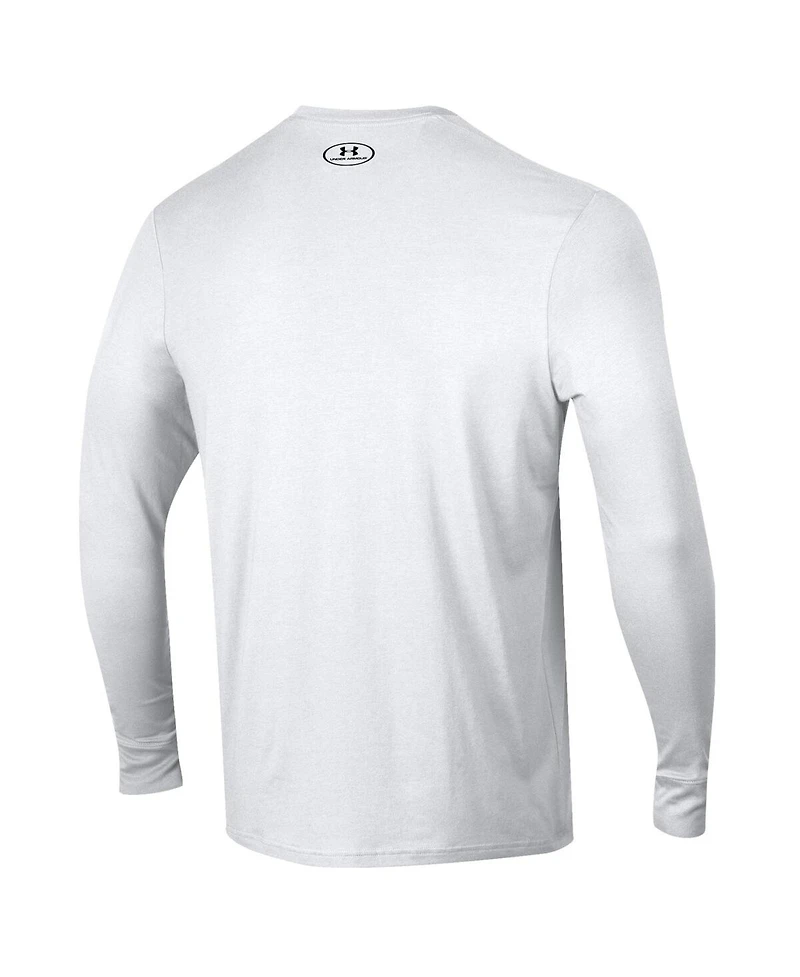 Under Armour Men's White Wisconsin Badgers Throwback Long Sleeve Performance T-Shirt