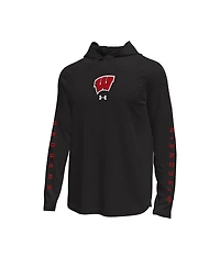 Under Armour Men's Wisconsin Badgers Tech Stretch Long-Sleeve Hooded T-Shirt