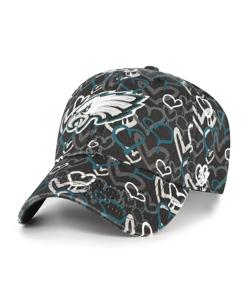 '47 Brand Big Girls Black Philadelphia Eagles Mural Clean Up Adjustable Hat
