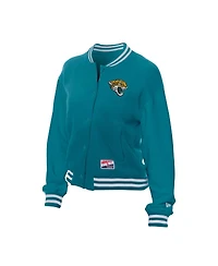 New Era Women's Teal Jacksonville Jaguars Throwback Fleece Full-Snap Jacket