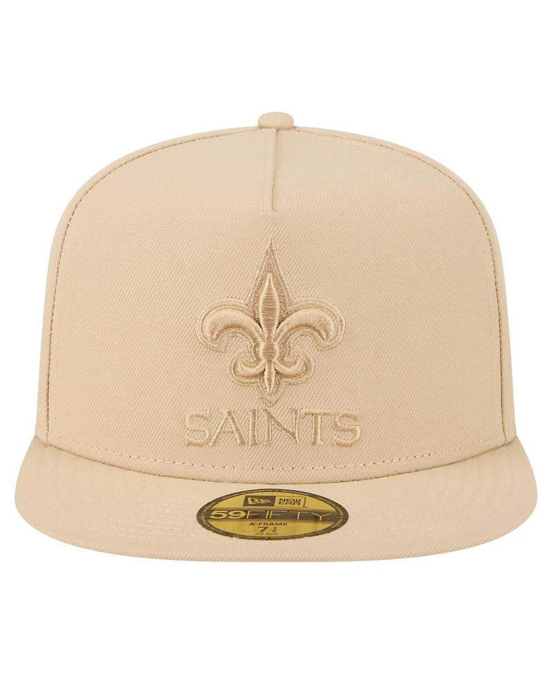 New Era Men's Light Beige Orleans Saints Color Pack A-Frame 59FIFTY Fitted Hat