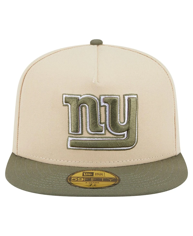 New Era Men's Light Beige/Olive York Giants Color Pack A-Frame 59FIFTY Fitted Hat