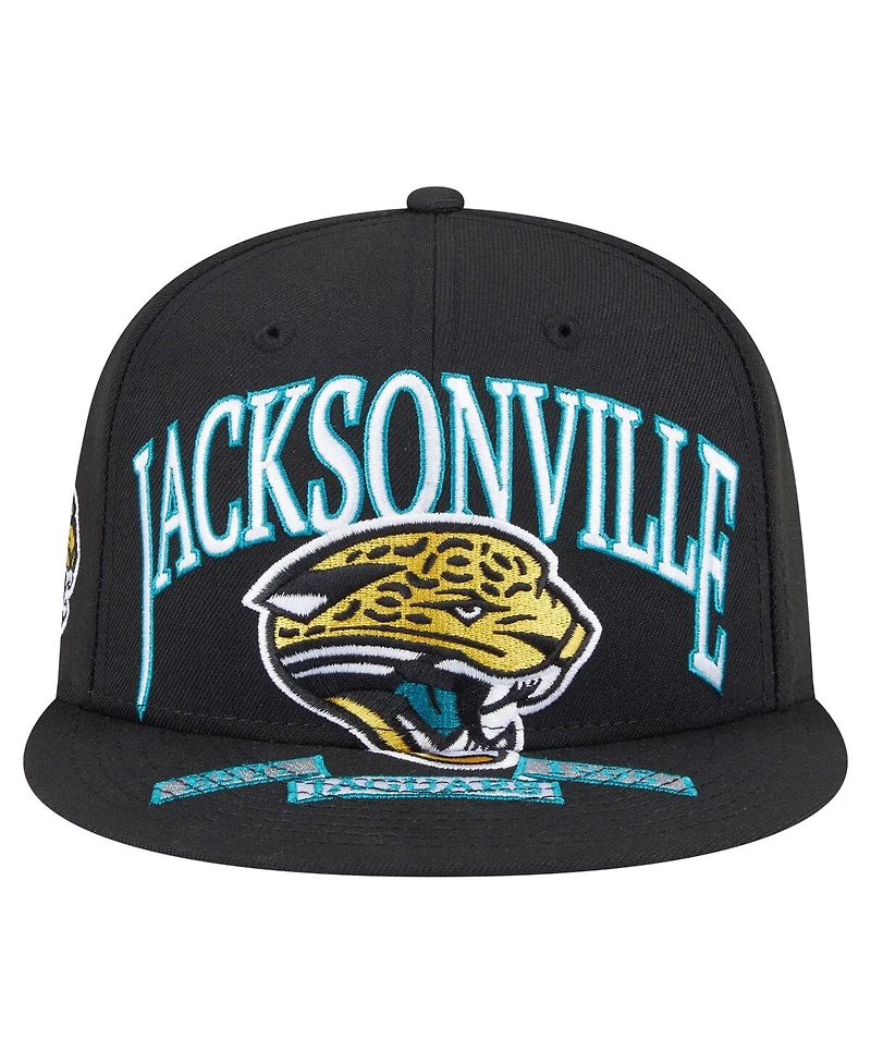 New Era Men's Black Jacksonville Jaguars Throwback Oversized 59FIFTY Fitted Hat