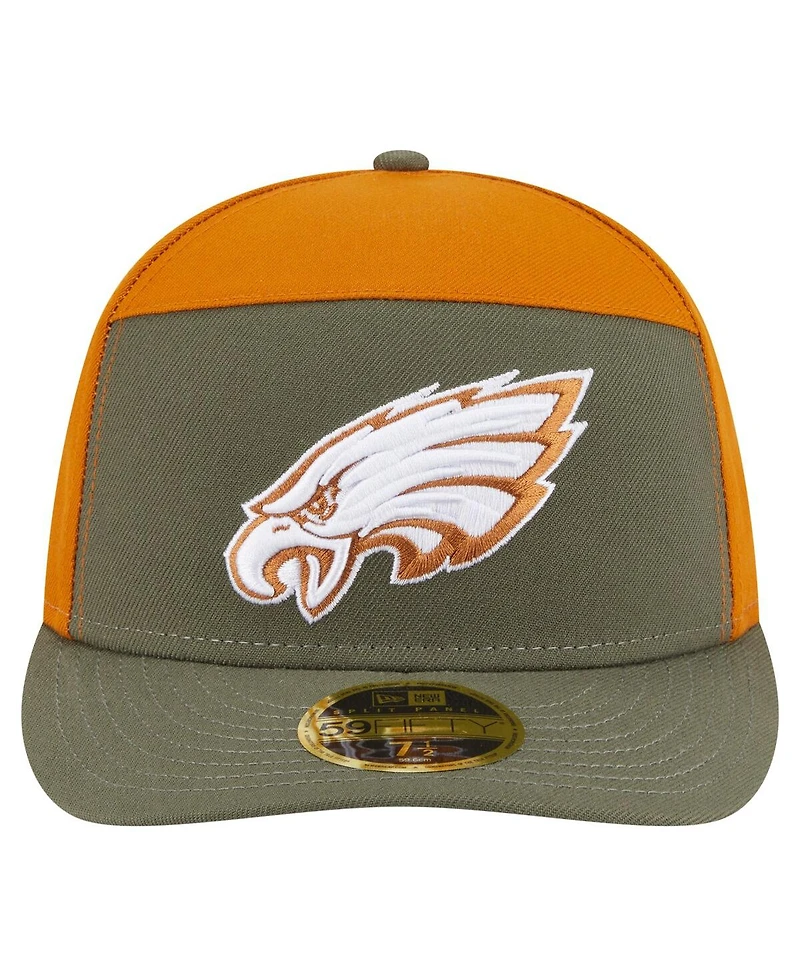 New Era Men's Olive/Brown Philadelphia Eagles Two-Tone Color Pack Split Panel 59FIFTY Fitted Hat