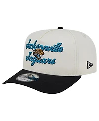 New Era Men's Cream/Black Jacksonville Jaguars Chainstitch A-Frame 9FIFTY Adjustable Hat