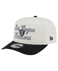 New Era Men's Cream/Black Las Vegas Raiders Chainstitch A-Frame 9FIFTY Adjustable Hat