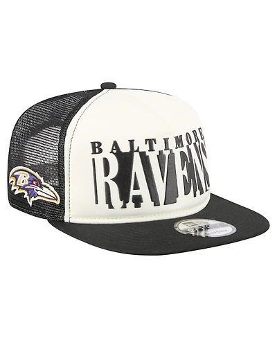 New Era Men's Cream/Black Baltimore Ravens Cutout A-Frame 9FIFTY Snapback Hat