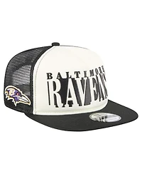 New Era Men's Cream/Black Baltimore Ravens Cutout A-Frame 9FIFTY Snapback Hat