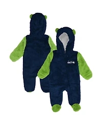 Outerstuff Baby Boys and Girls College Navy Seattle Seahawks Stay Napping Fleece Bunting Full-Zip Sleeper