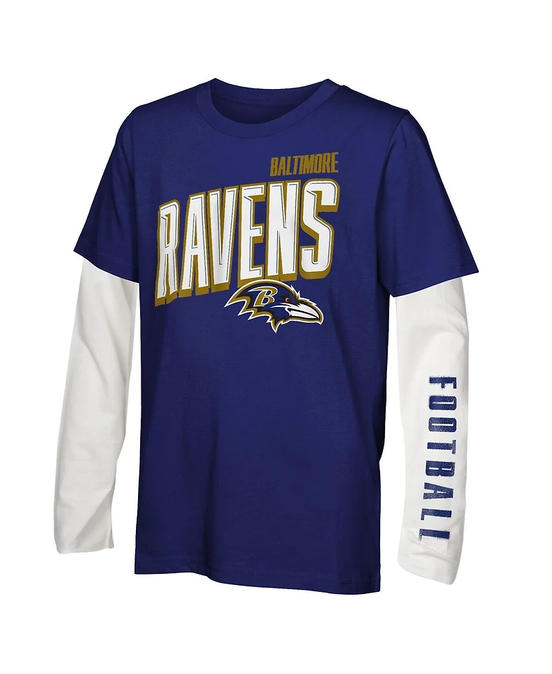 Outerstuff Big Boys and Girls Baltimore Ravens The Mix Combo T-Shirt Set