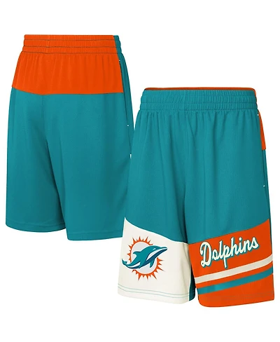 Outerstuff Big Boys and Girls Aqua Miami Dolphins Fandemonium Mesh Shorts