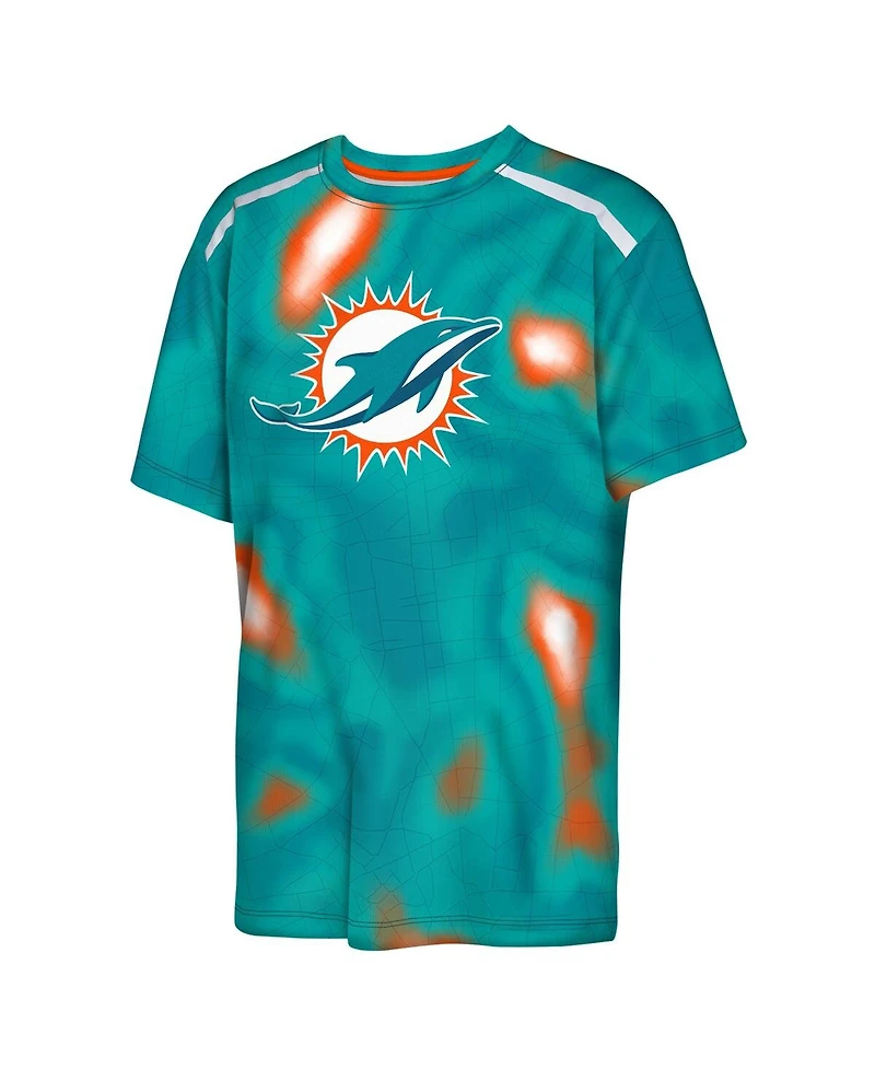 Outerstuff Big Boys and Girls Aqua Miami Dolphins End Zone Dri-Tek T-Shirt
