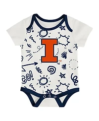 Outerstuff Baby Boys and Girls Illinois Fighting Illini Three-Pack All Day Play Bodysuit Set