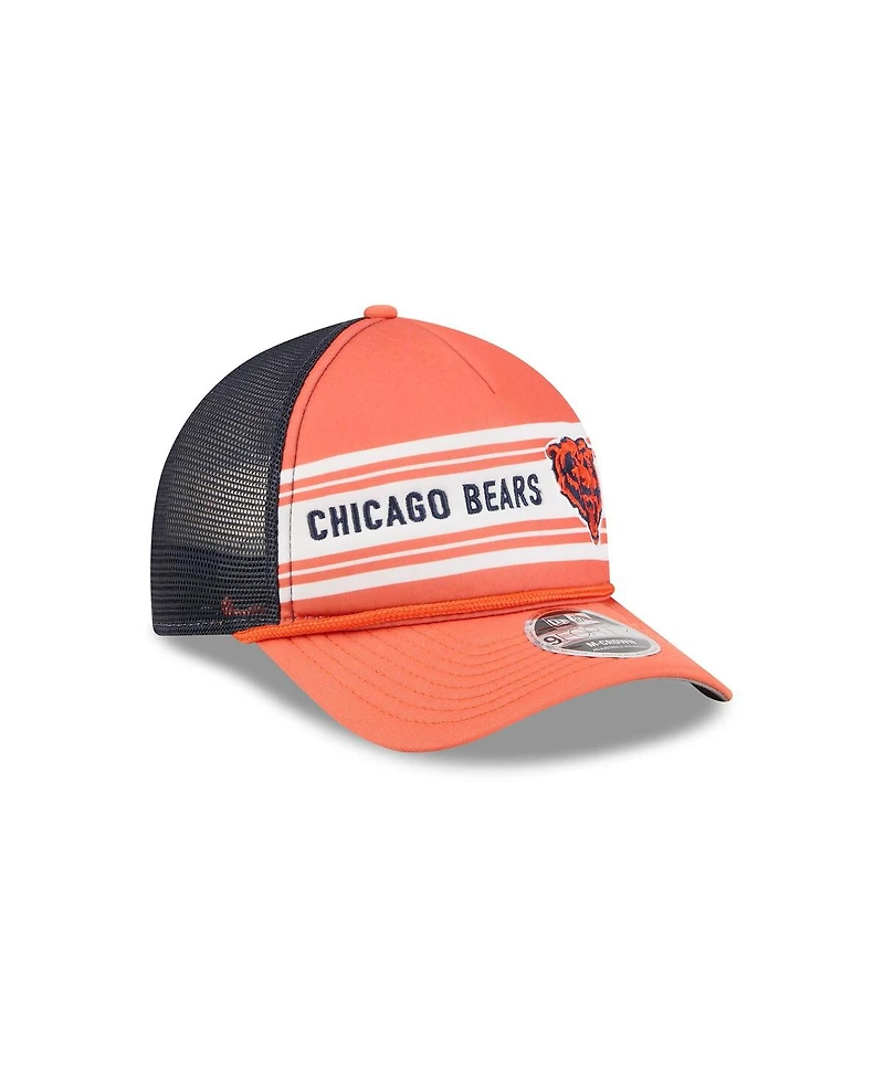 New Era Men's Orange Chicago Bears Bear Linear A-Frame 9FORTY Adjustable Hat