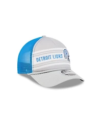 New Era Men's Gray Detroit Lions Linear A-Frame 9FORTY Adjustable Hat