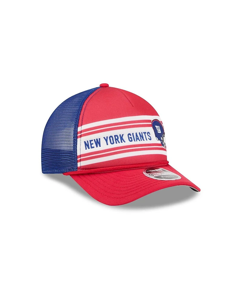 New Era Men's Red New York Giants Linear A-Frame 9FORTY Adjustable Hat