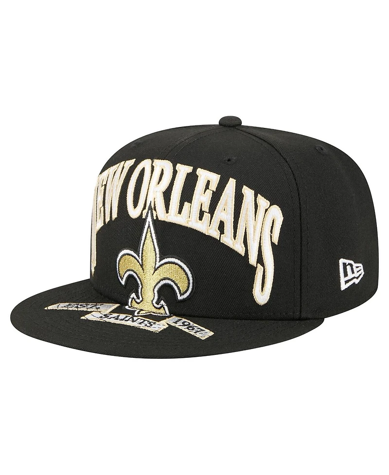 New Era Men's Black Orleans Saints Oversized 59FIFTY Fitted Hat