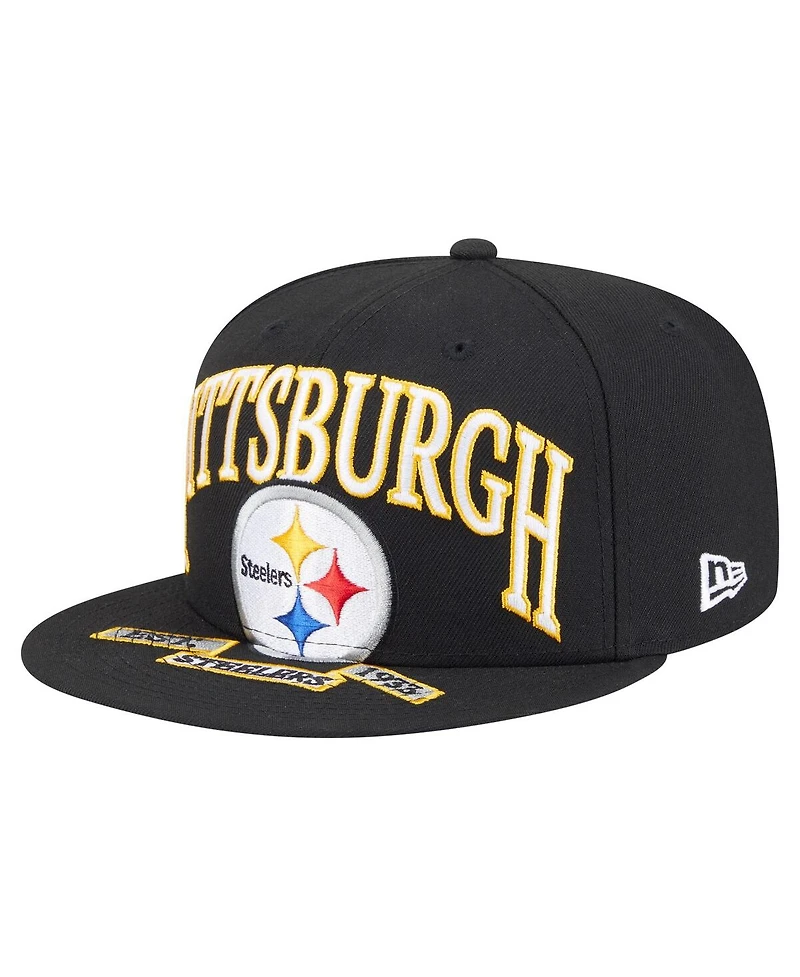 New Era Men's Black Pittsburgh Steelers Oversized 59FIFTY Fitted Hat