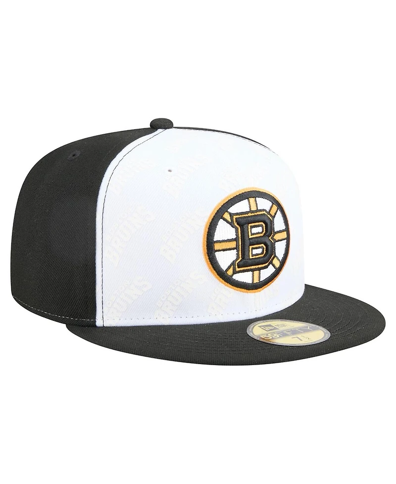 New Era Men's White/Black Boston Bruins Repeat Two-Tone 59FIFTY Fitted Hat