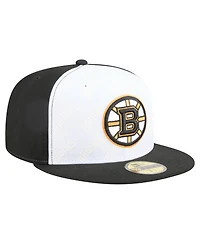New Era Men's White/Black Boston Bruins Repeat Two-Tone 59FIFTY Fitted Hat