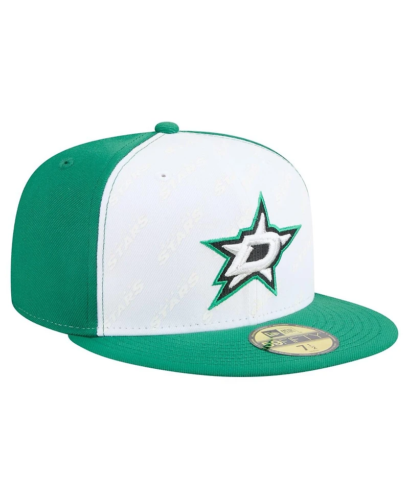 New Era Men's White/Kelly Green Dallas Stars Repeat Two-Tone 59FIFTY Fitted Hat