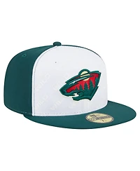 New Era Men's White/Green Minnesota Wild Repeat Two-Tone 59FIFTY Fitted Hat
