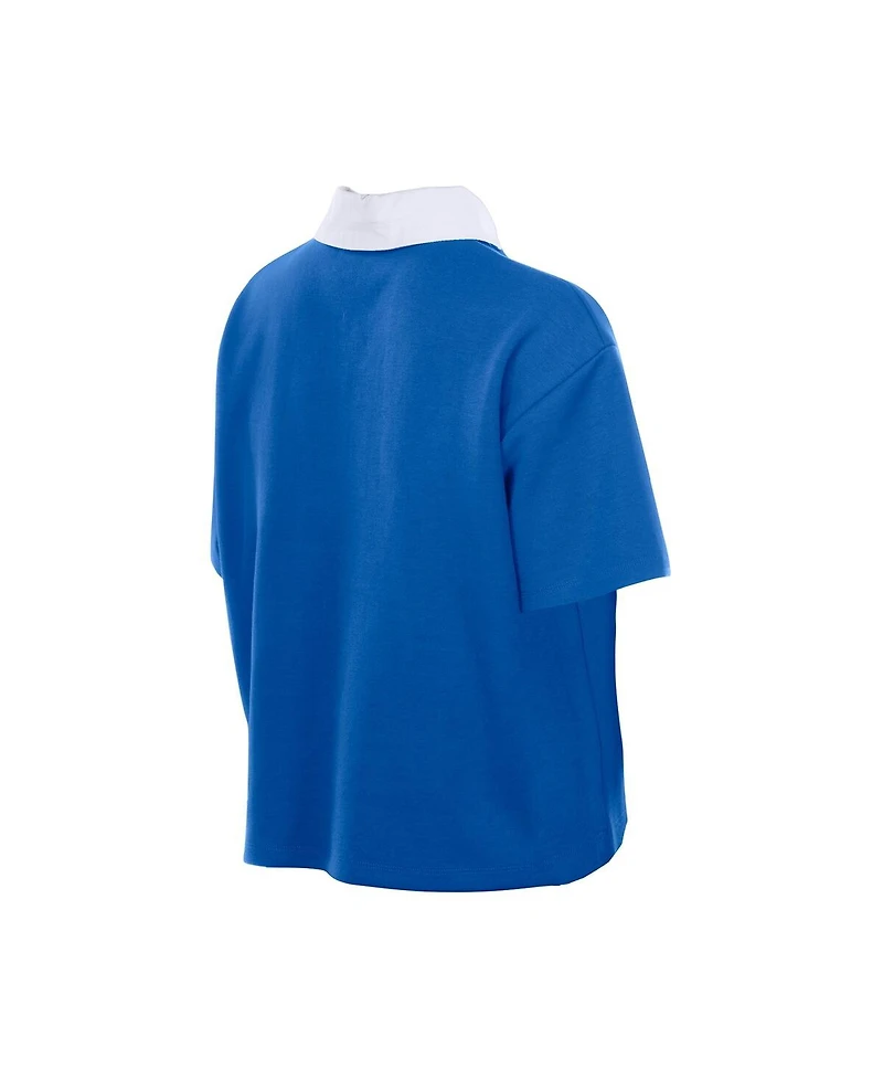 New Era Women's Royal Buffalo Bills Throwback Boxy Cropped Polo Shirt