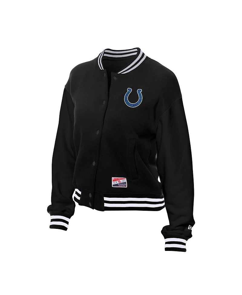 New Era Women's Black Indianapolis Colts Throwback Fleece Full-Snap Jacket