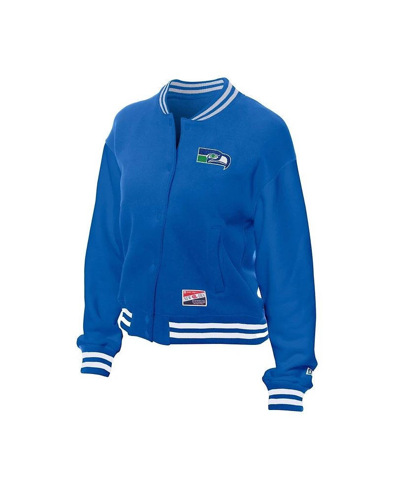 New Era Women's Royal Seattle Seahawks Throwback Fleece Full-Snap Jacket
