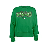 New Era Girl's Kelly Green Philadelphia Eagles Flip Sequin Sweatshirt
