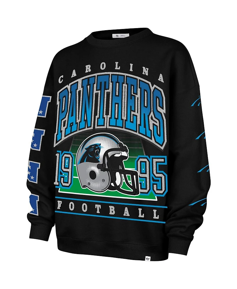 '47 Brand Women's Black Carolina Panthers Go Big Oversized Pullover Sweatshirt