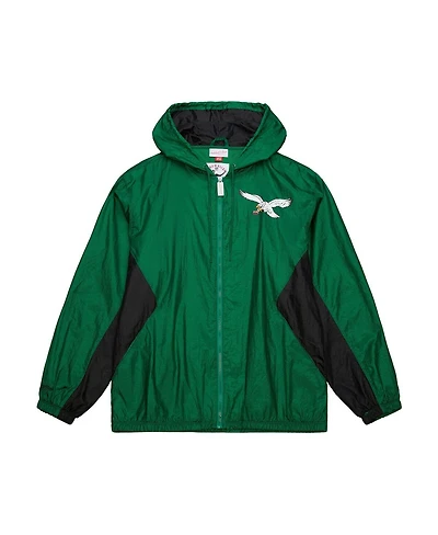 Mitchell Ness Men's Kelly Green Philadelphia Eagles Logo Playmaker Full-Zip Windbreaker Jacket