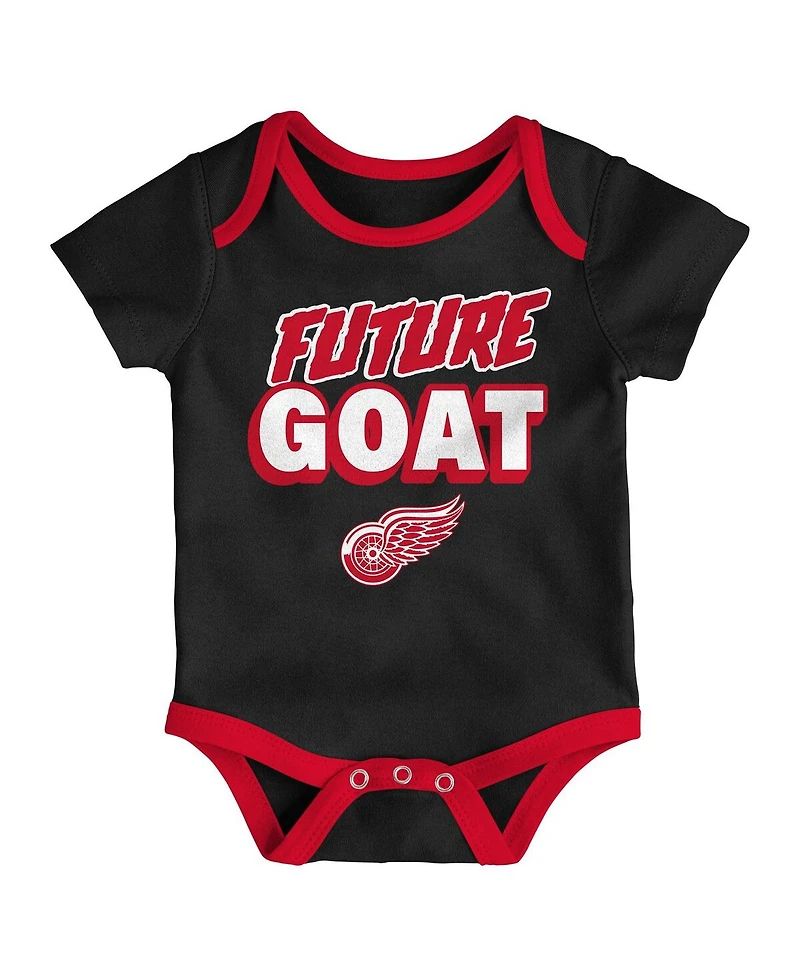 Outerstuff Baby Boys and Girls Detroit Red Wings Loyal Buddies Three-Pack Bodysuit Set
