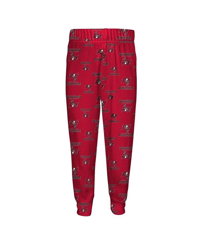 Outerstuff Preschool Red Tampa Bay Buccaneers All-Over-Print Long Sleeve T-Shirt and Pants Sleep Set