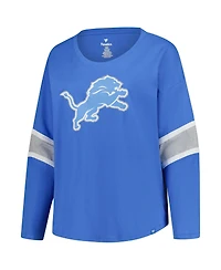 Fanatics Women's Blue Detroit Lions Plus Size Redzone 3/4-Sleeve Scoop Neck T-Shirt