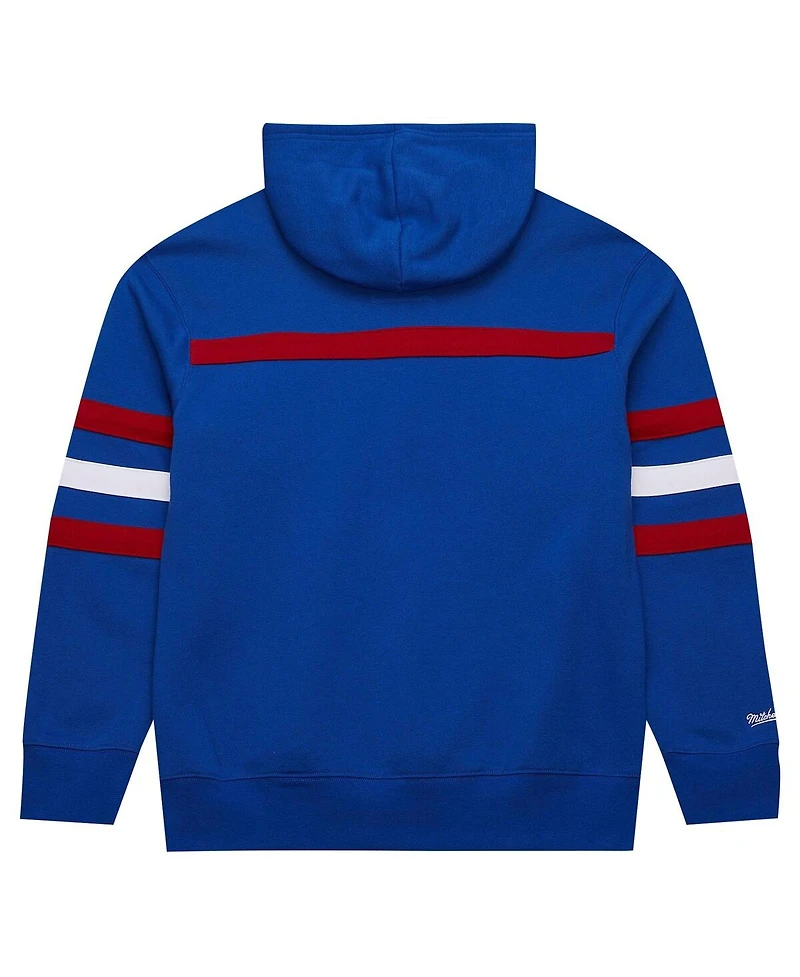 Mitchell Ness Men's Royal New York Giants Logo Head Coach Fleece Pullover Hoodie