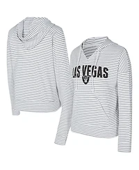 Concepts Sport Women's White/Gray Las Vegas Raiders Liftoff Striped V-Neck Hoodie