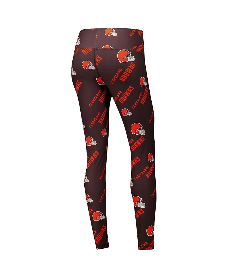 Concepts Sport Women's Brown Cleveland Browns Breakthrough Allover Print Knit Sleep Leggings