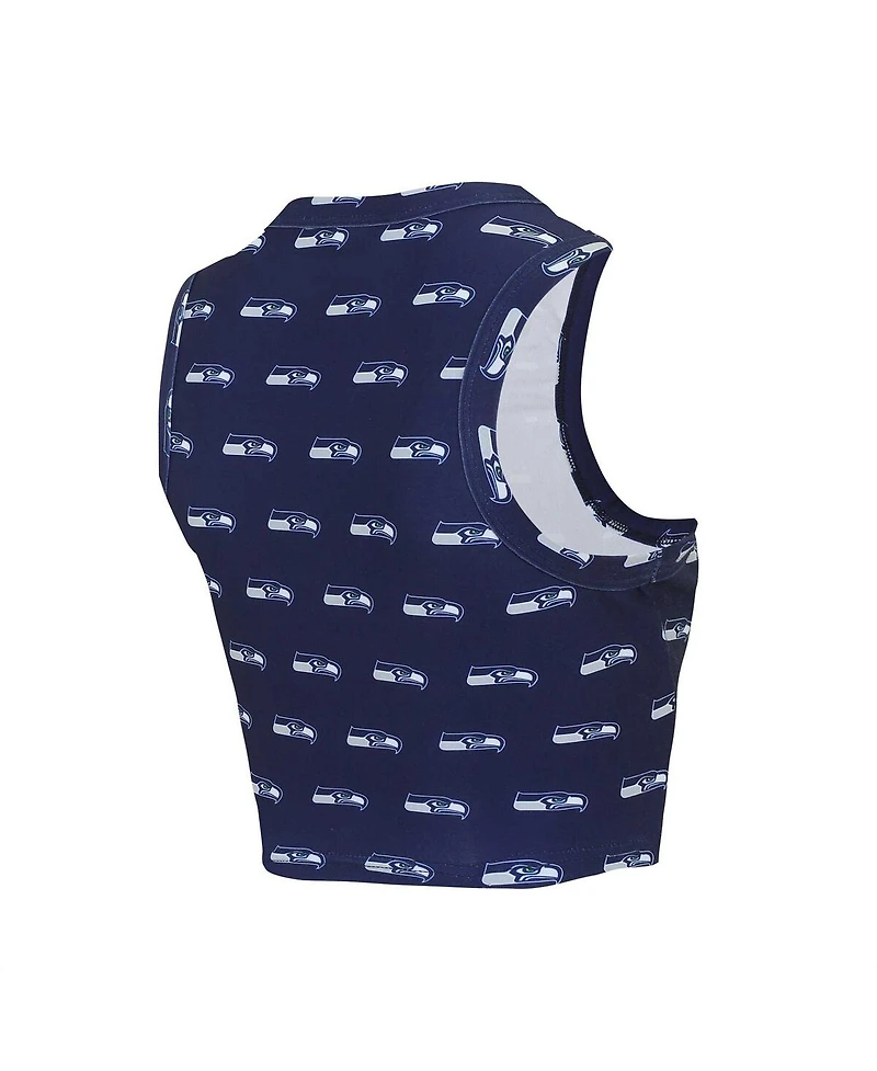 Concepts Sport Women's Seattle Seahawks Gauge Allover Print Cropped Tank Top Shorts Sleep Set
