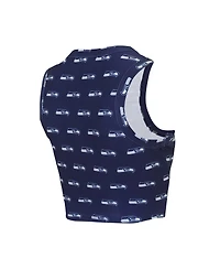 Concepts Sport Women's Seattle Seahawks Gauge Allover Print Cropped Tank Top Shorts Sleep Set
