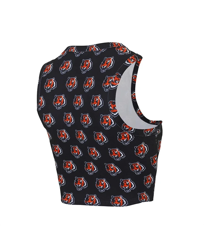 Concepts Sport Women's Cincinnati Bengals Gauge Allover Print Cropped Tank Top Shorts Sleep Set