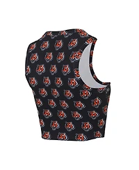 Concepts Sport Women's Cincinnati Bengals Gauge Allover Print Cropped Tank Top Shorts Sleep Set