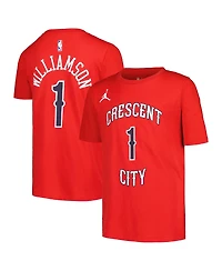 Jordan Big Boys and Girls Zion Williamson Red New Orleans Pelicans Name Number Statement T-Shirt